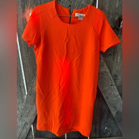 Sans Souci Short Sleeve Mini Dress in Vibrant Orange - Picture 2 of 6